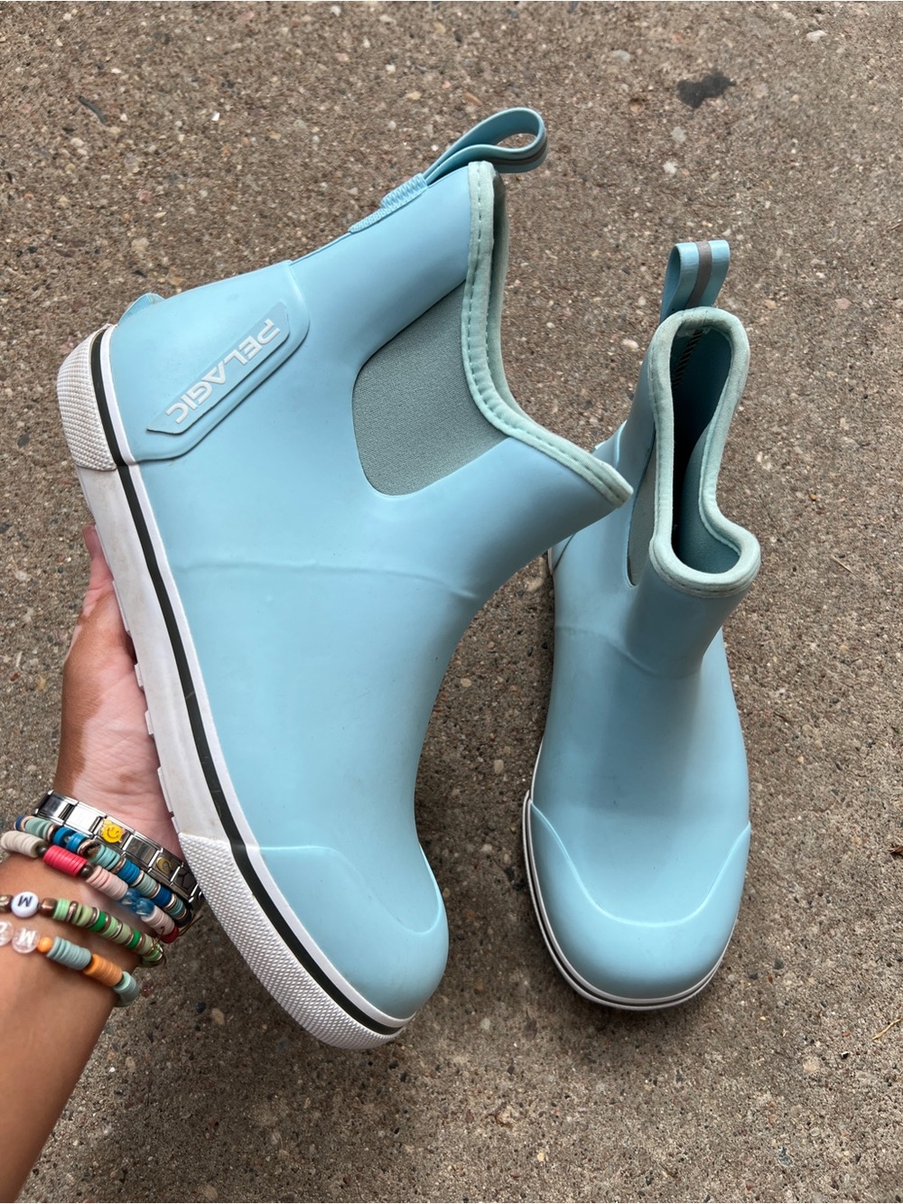 Pelagic Women's Light Blue Slip-On Chelsea Rain Boots size 8